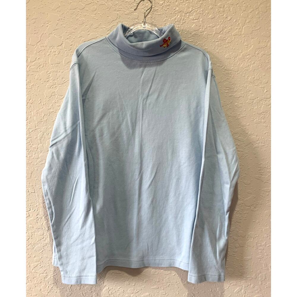 Holiday Editions Baby Blue Holiday Bell Turtleneck Long Sleeve Shirt Sz L